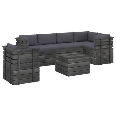 vidaXL 7-delige Loungeset met kussens pallet massief grenenhout vidaXL 7-delige Loungeset met kussens pallet massief grenenhout
