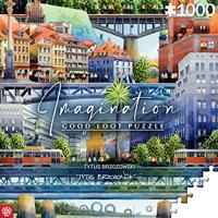 Good Loot Legpuzzel Imagination Serie Tytus Brzozowski Warschau Bruggen Gedetailleerd beeld Heldere kleuren Duurzaam product Urenlang plezier Familie-entertainment 1000 Elementen 68x48 cm