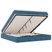 vidaXL Ottoman bed met matras 160x200cm fluweel donkerblauw, bedframe, ottoman bedframe, bedframe met opbergruimte onder het bed