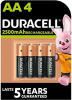 Duracell Oplaadbare batterijen AA 2500 mAh - 4 stuks - voorgeladen Stay Starged vervanging 2400