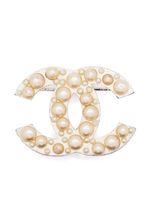 CHANEL Pre-Owned broche CC à perles (2003) - Blanc - thumbnail