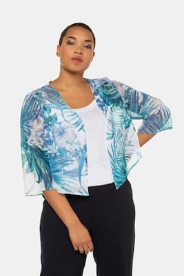 Ulla Popken Bolero, chiffon, open model, 3/4 vleugelmouwen - Grote Maten