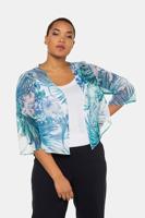 Ulla Popken Bolero, chiffon, open model, 3/4 vleugelmouwen - Grote Maten