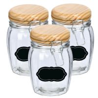 Weckpot/inmaakpot - 4x - 820 ml - glas - met beugelsluiting - incl. etiketten - thumbnail