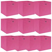 Opbergboxen 10 st 32x32x32 cm stof roze