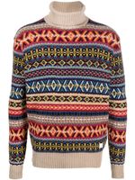 Manuel Ritz pull en maille Fair Isle à patch logo - Tons neutres