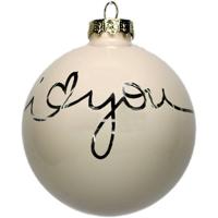 1x Stuks Kerstcadeaus/kerstcadeautjes 1x Witte Glazen Kerstballen I Love You In Giftbox - Kerstbal