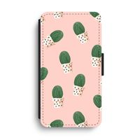 Cactusprint roze: iPhone XS Max Flip Hoesje