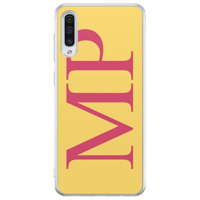 Samsung Galaxy A70 hoesje ontwerpen - Geel initialen Samsung Galaxy A70 hoesje ontwerpen - Geel initialen