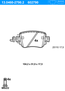 Remblokkenset, schijfrem ATE, u.a. fÃ¼r Audi, Seat, Skoda, VW