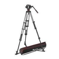 Manfrotto 504X Fluid Video Head with Twin Leg Tripod, Kit with Alu Tripod and Video Head, Ground Spreader, for DSLR, Digital Cameras, Camcorders, for Photo-Videographers, Carrying Bag,Holds up to 12kg