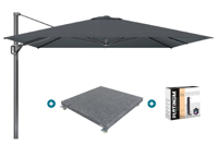 Platinum Challenger Telescope Zweefparasol premium - 3,5x3,5 - Faded Black met voet en hoes