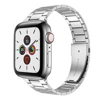 By Qubix - Stalen schakelband - Zilver - Compatible met Apple watch 44mm / 45mm / 46mm / 49mm - Compatible Apple watch bandjes