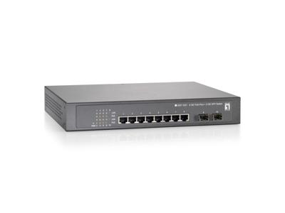 LevelOne GEP-1021 - Switch - 8 x 10/100/1000 (PoE+) + 2 x Gigabit SFP - rack-uitvoering - PoE+ (250 W)