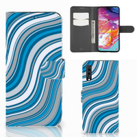 Samsung Galaxy A70 Telefoon Hoesje Waves Blue - thumbnail