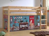 Bed ALIZE halfhoogslaper 90x200 cm natuurlijk pijnboom tent Dierenwinkel