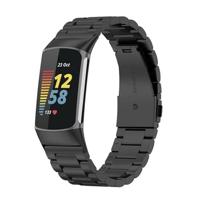 By Qubix - Metalen bandje - Zwart - Compatible met Compatible met Fitbit Charge 5 - Fitbit Charge 6 - Compatible fitbit bandje