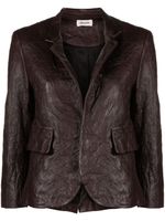 Zadig&Voltaire blazer en cuir à effet froissé - Marron