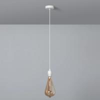 Snoer met fitting hanglamp met e27 fitting wit met strijkijzersnoer - thumbnail