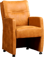 Cognac leren landelijke eetkamerfauteuil Sharp - Kenia Leer Cognac (cognac leer)