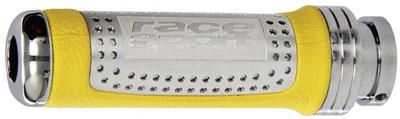 Race Sport handremgreep universeel 12,5 cm aluminum/leer geel Race Sport handremgreep universeel 12,5 cm aluminum/leer geel