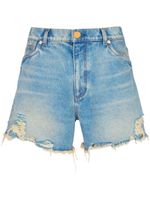 Balmain short en jean à bords frangés - Bleu - thumbnail