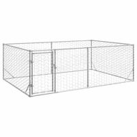 vidaXL Hondenkennel voor buiten met deur 3x2x1 m gegalvaniseerd staal, hondenkooi voor buiten, grote hondenkooi, hondenren voor buiten