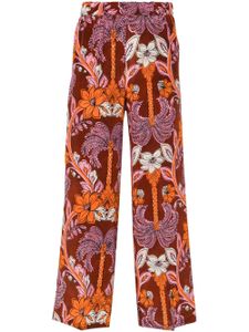 P.A.R.O.S.H. pantalon palazzo en soie à fleurs - Orange