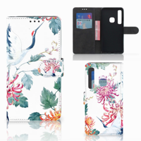 Samsung Galaxy A9 2018 Telefoonhoesje met Pasjes Bird Flowers