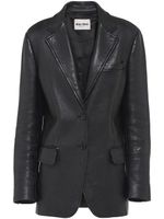 Miu Miu blazer en cuir nappa à simple boutonnage - Noir