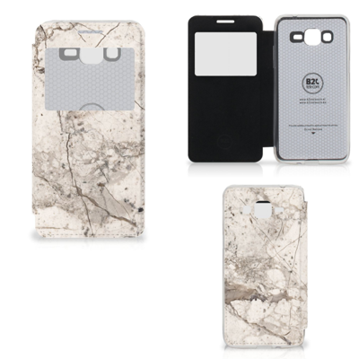 Samsung Galaxy Grand Prime Bookcase Marmer Beige