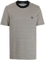 Fred Perry t-shirt rayé à motif brodé - Blanc