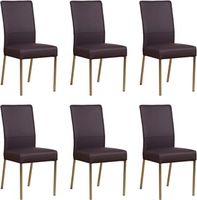 Set van 6 Donkerpaarse leren moderne eetkamerstoelen Real - poot vierkant rvs - Toledo Leer Merlin (donkerpaars leer) - thumbnail