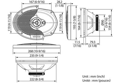 Kenwood KFCS6976EX 3-weg inbouwluidsprekerset 500 W Inhoud: 1 paar