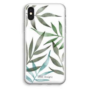 Tropical watercolor leaves: iPhone X Transparant Hoesje