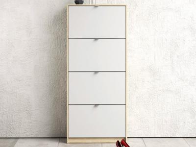 Schoenenkast SHANA 4 deuren wit/eik