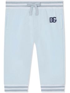 Dolce & Gabbana Kids pantalon de jogging à logo brodé - Bleu