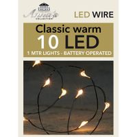 Draadverlichting - zwart- 10 led lampjes - warm wit - batterij - 100 cm - thumbnail