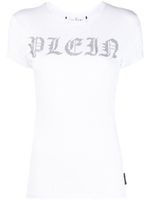 Philipp Plein t-shirt imprimé à logo strassé - Blanc