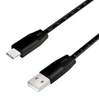 USB 2.0 aansluitkabel met liniaal, USB (type A) naar USB (type C) zwart, 1 m