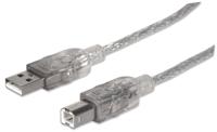 Manhattan USB-kabel USB 2.0 USB-A stekker, USB-B stekker 3.00 m Zilver 340458