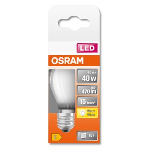 OSRAM 4058075437067 LED-lamp Energielabel E (A - G) E27 Peer 4 W = 40 W Warmwit (Ø x l) 45 mm x 77 mm 1 stuk(s)