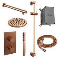 Inbouw Regendouche Set Brauer Copper Edition Wanduitloop Ronde Hoofddouche 20 cm Met Glijstang Koper