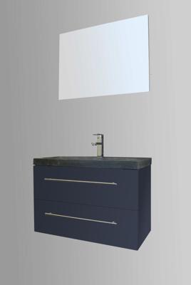 Lambini Designs Compact Stone badkamermeubel hoogglans antraciet 80cm Lambini Designs Compact Stone badkamermeubel hoogglans antraciet 80cm
