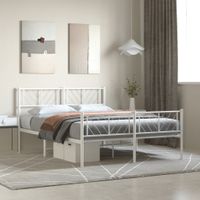 Bedframe met hoofd- en voeteneinde metaal wit 140x190 cm