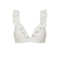Beachlife broderie anglaise voorgevormde beugel bikinitop met ruches wit