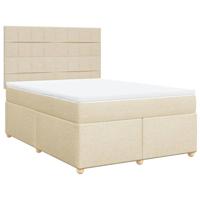 vidaXL Boxspring met matras stof crèmekleurig 160x200 cm