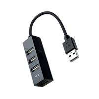 NANOCABLE 10.16.4404 USB 2.0 hub met 4 USB 2.0-poorten, USB-A/stekker naar USB 2.0/bus, zwart, 15 cm