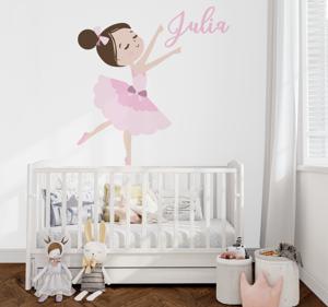 Kleine ballerina met naam muursticker