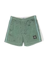 Stone Island Junior short froissé à patch logo - Vert